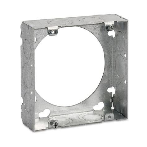 2-gang metal electrical box extension ring with 2 in raise|recessed electrical outlet extender.